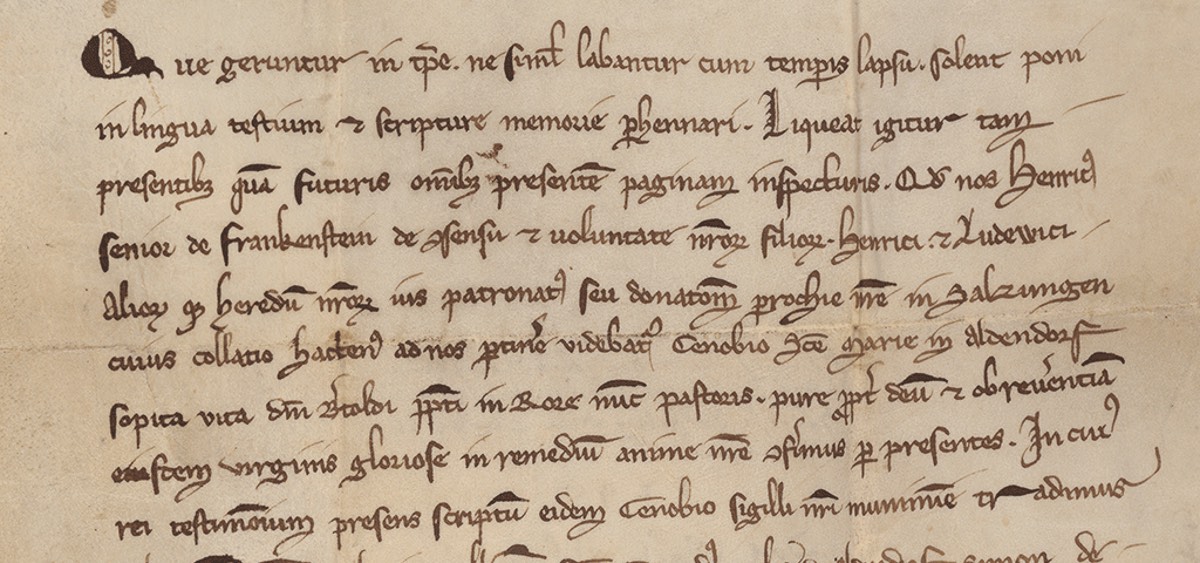 Ablassurkunde von 1295, Bestand Kloster Allendorf/Urkunden im Staatsarchiv Meiningen
